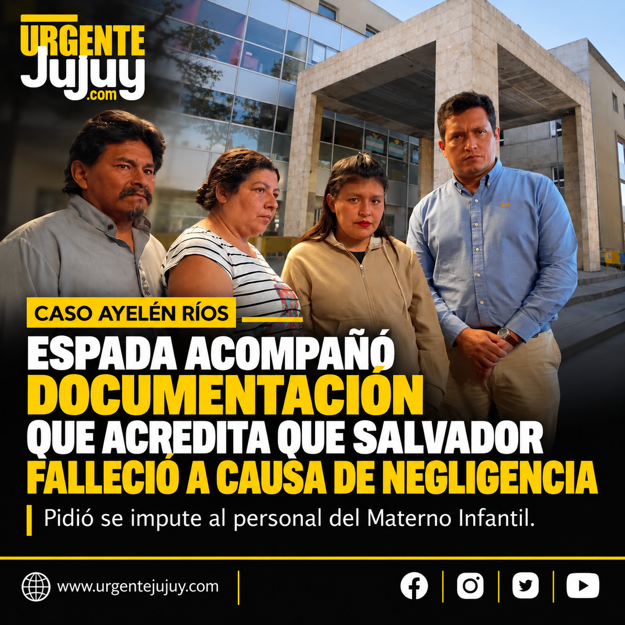 Espada acompañó documentación que acredita que Salvador falleció a causa de negligencia y pidió que se impute al personal del Materno Infantil